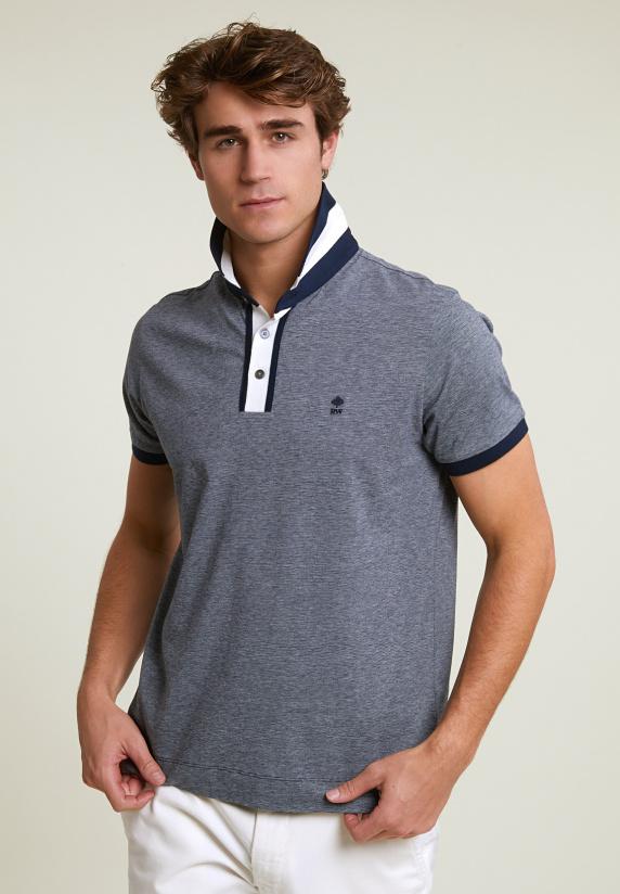 river woods Custom fit zijdeachtige katoenen polo navy