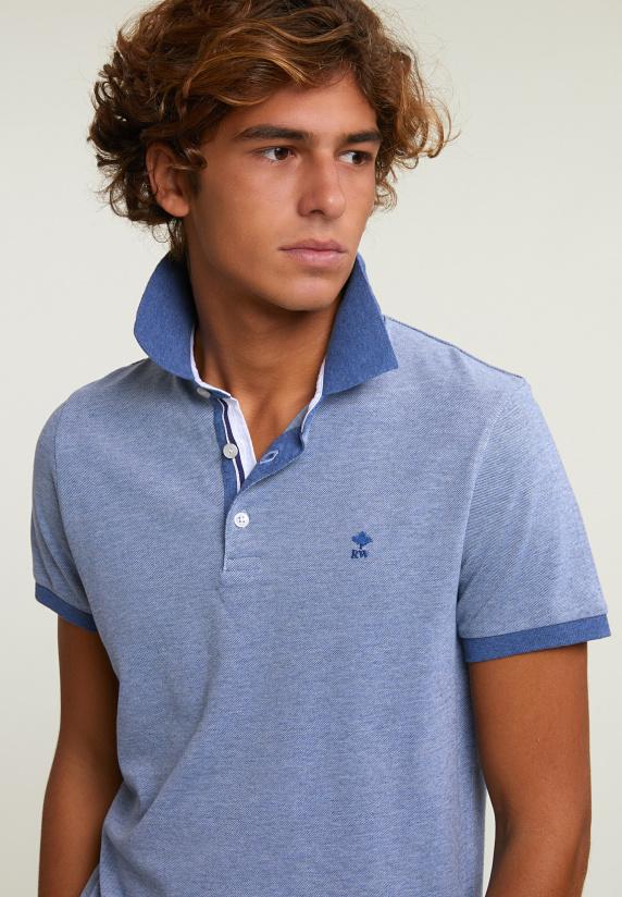 River Woods Custom Fit Zijdeachtige Katoenen Stretch Polo Lake Mix