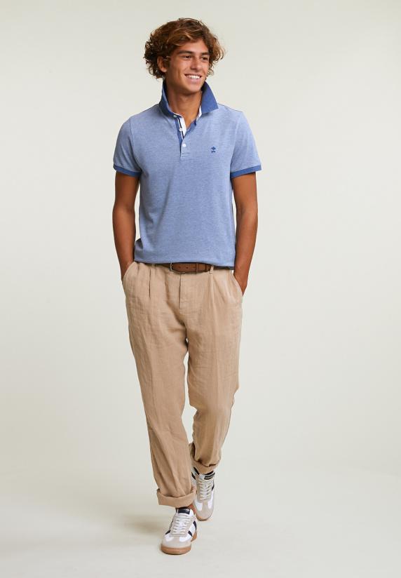 River Woods Custom Fit Zijdeachtige Katoenen Stretch Polo Lake Mix