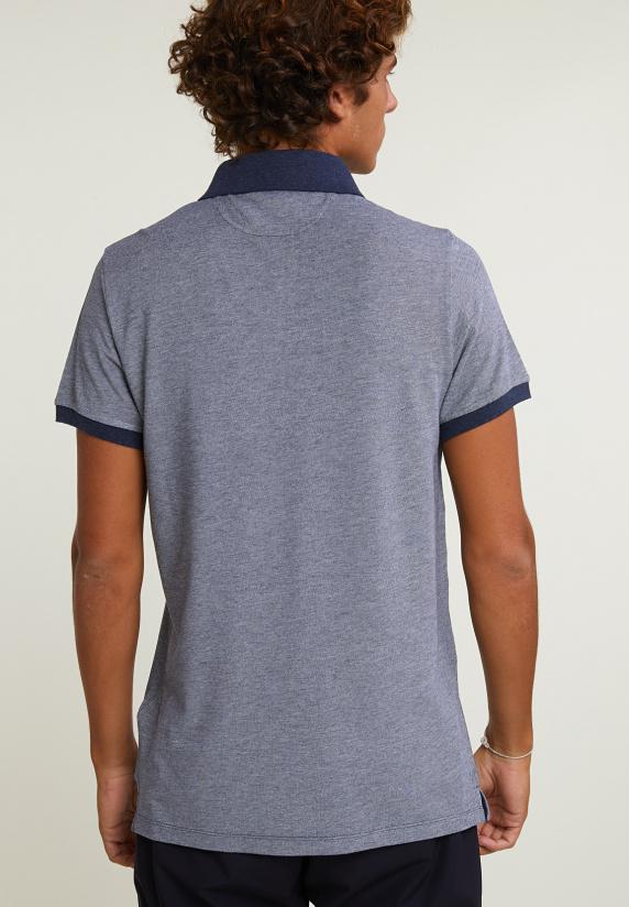 River Woods Custom Fit Zijdeachtige Katoenen Stretch Polo Night Blue Mix