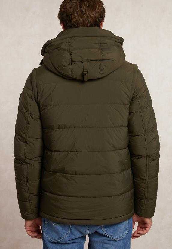 River Woods Donsjas Met Kap - Afneembare Mouwen Olijfgroen