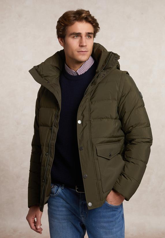 river woods Donsjas met kap - afneembare mouwen olijfgroen