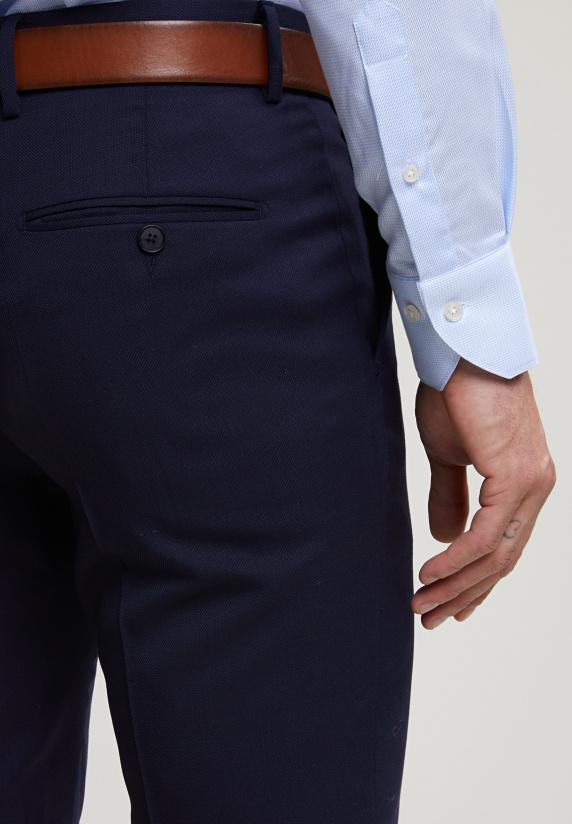 River Woods Effen Geklede Broek Zuivere Scheerwol Blauw