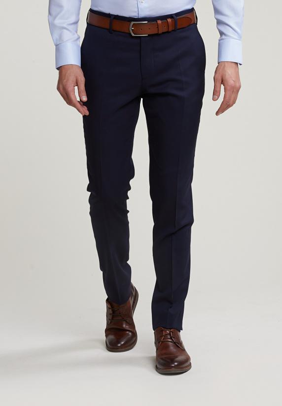 river woods Effen geklede broek zuivere scheerwol blauw