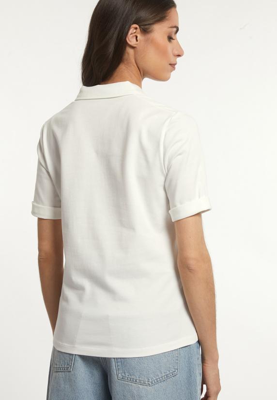 River Woods Effen V-hals Polo T-shirt Korte Mouwen écru