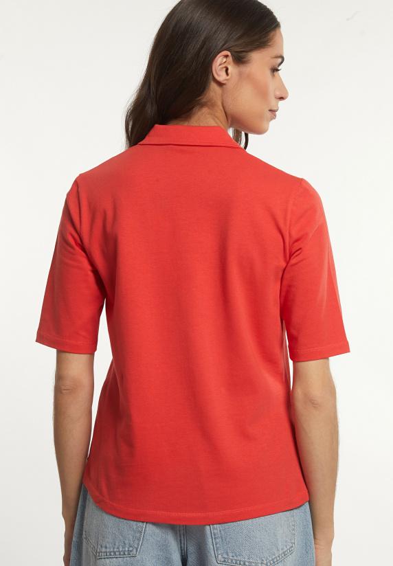 River Woods Effen V-hals Polo T-shirt Korte Mouwen Rood