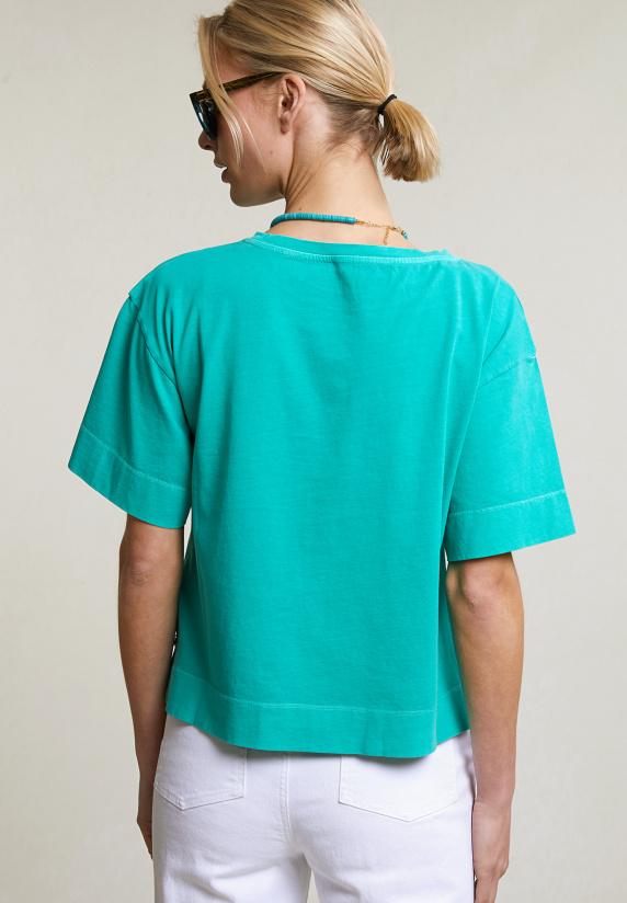 River Woods Emerald Groene Wijde T-shirt Korte Mouwen