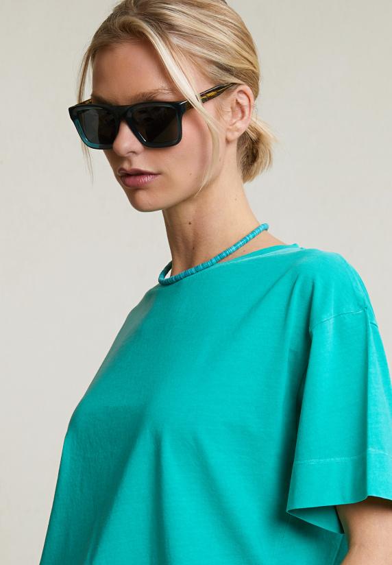 River Woods Emerald Groene Wijde T-shirt Korte Mouwen