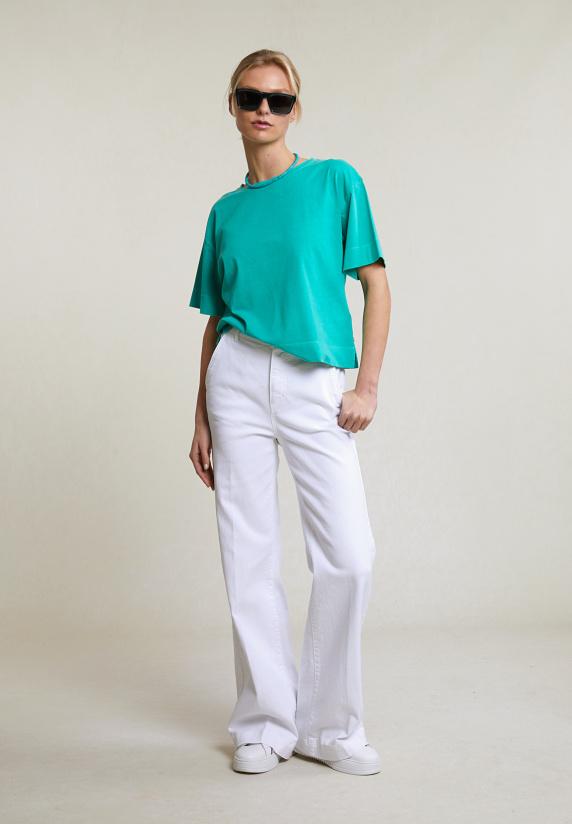 River Woods Emerald Groene Wijde T-shirt Korte Mouwen