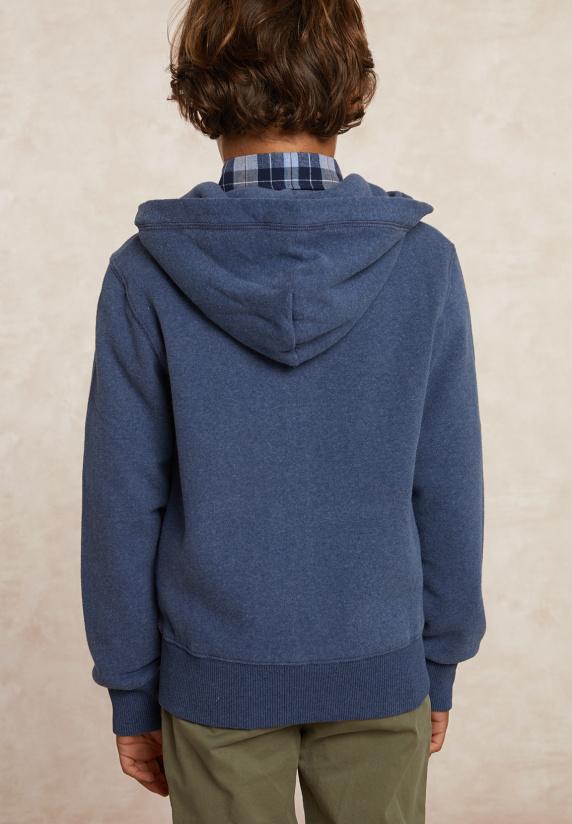 River Woods Fancy Fleece Cardigan Met Kap Denim Blue Mix