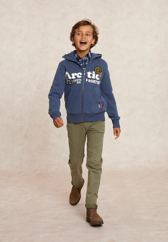 River Woods Fancy Fleece Cardigan Met Kap Denim Blue Mix