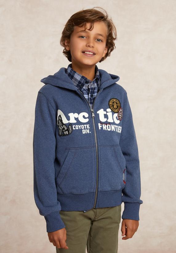 river woods Fancy fleece cardigan met kap denim blue mix