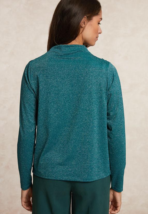 River Woods Fancy Glitter T-shirt Opstaande Kraag Groen