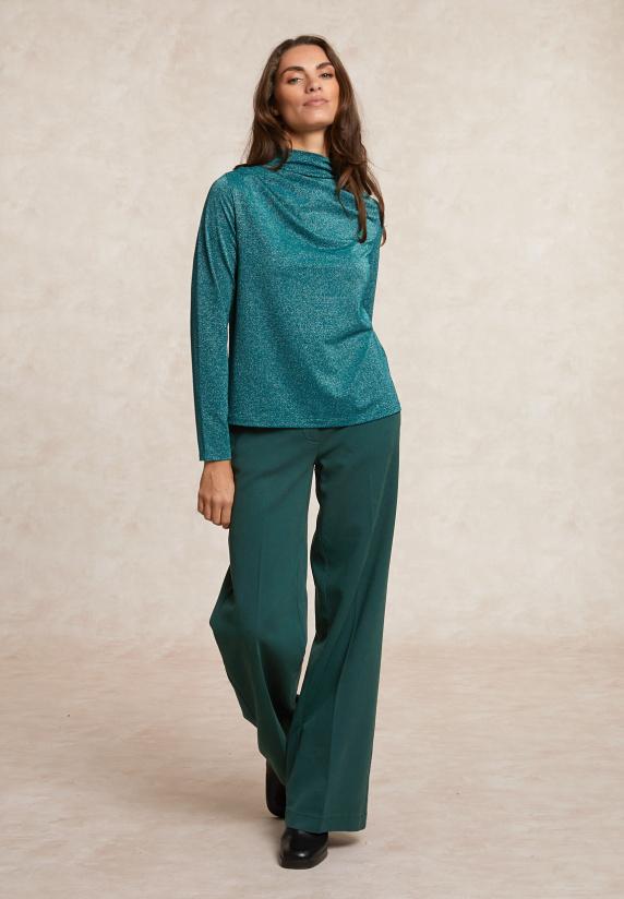 River Woods Fancy Glitter T-shirt Opstaande Kraag Groen