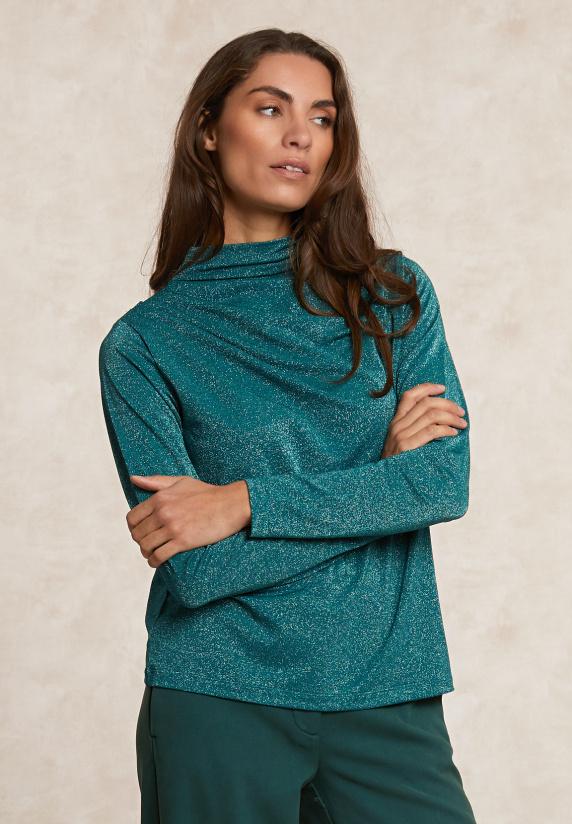 river woods Fancy glitter T-shirt opstaande kraag groen