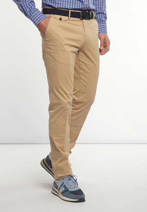 river woods Fancy katoenen stretch chinobroek wheat