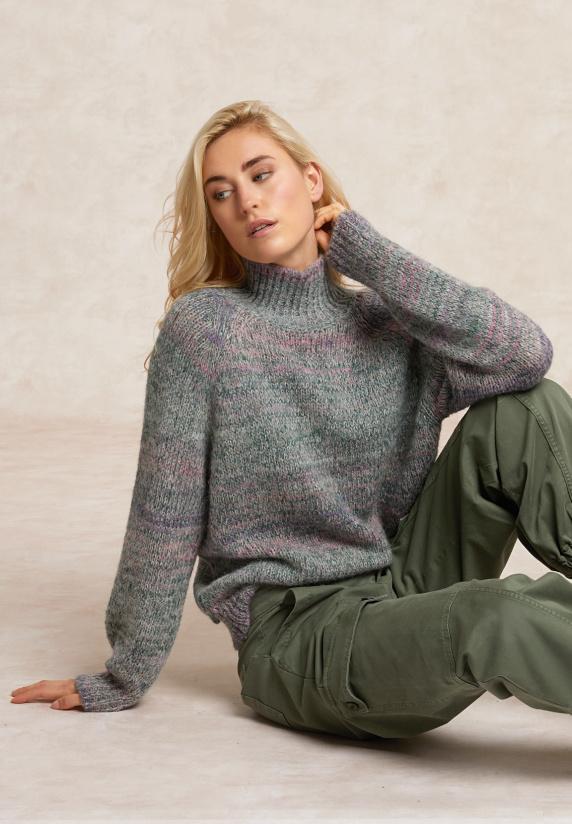 River Woods Fancy Kleurrijke Trui Opstaande Kraag Roze