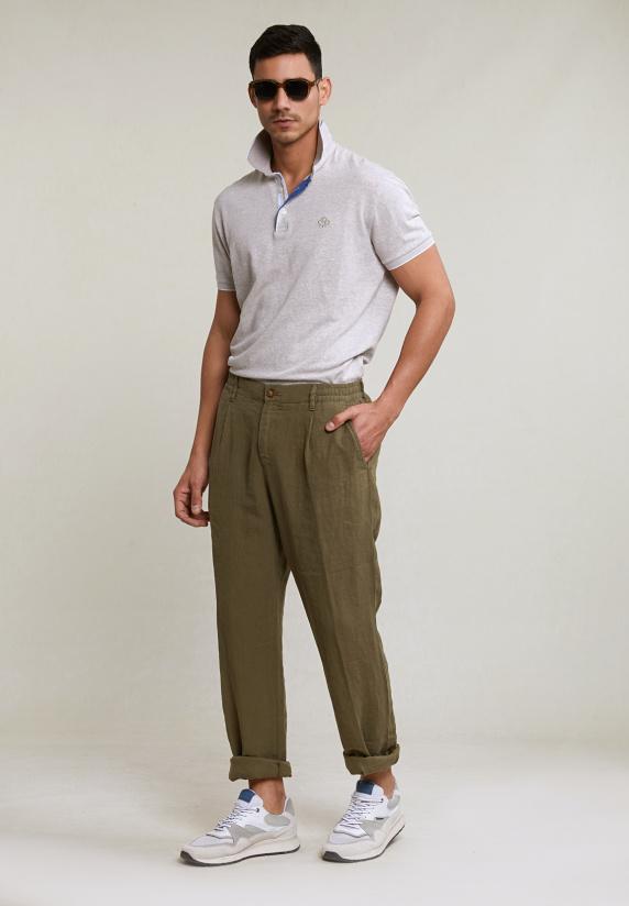 River Woods Fancy Linnen Broek Elastische Taille Rosemary