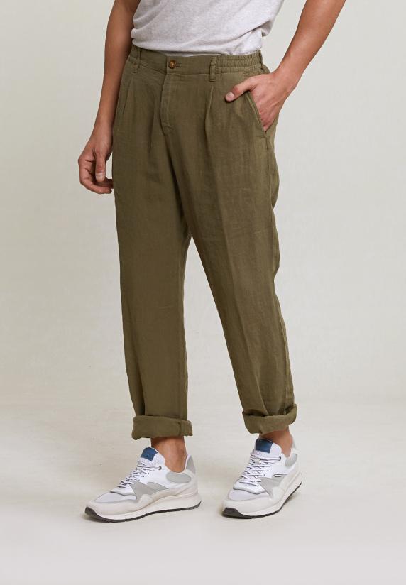 river woods Fancy linnen broek elastische taille rosemary