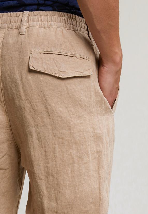 River Woods Fancy Linnen Broek Elastische Taille Taupe