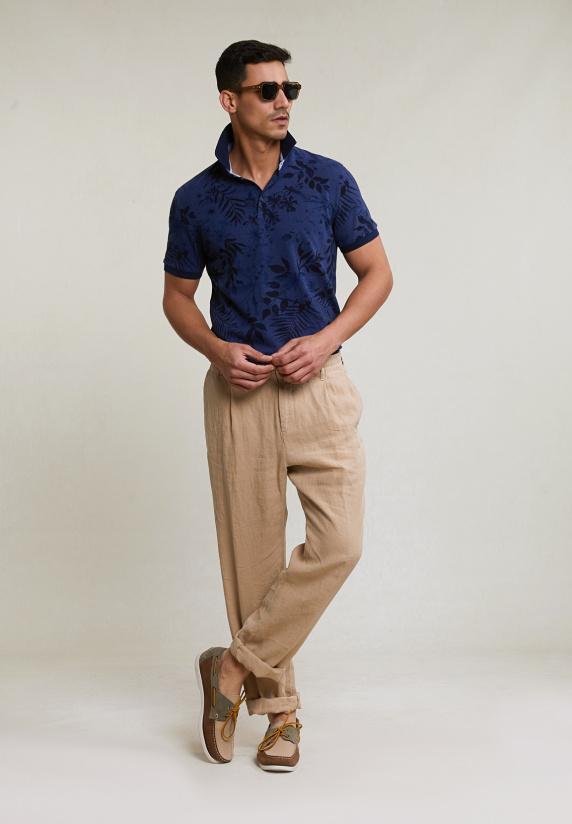 River Woods Fancy Linnen Broek Elastische Taille Taupe