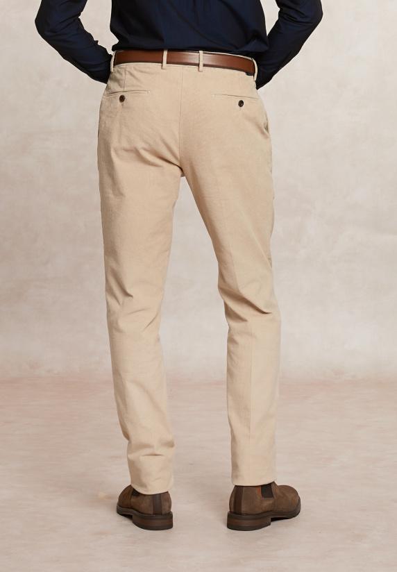 River Woods Fancy Ribfluwelen Stretch Chinobroek Beige