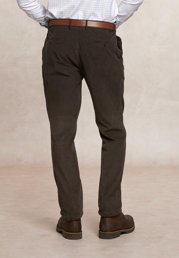 River Woods Fancy Ribfluwelen Stretch Chinobroek Bruin