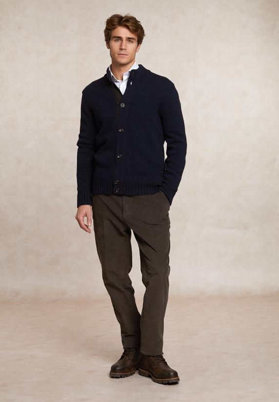 River Woods Fancy Ribfluwelen Stretch Chinobroek Bruin