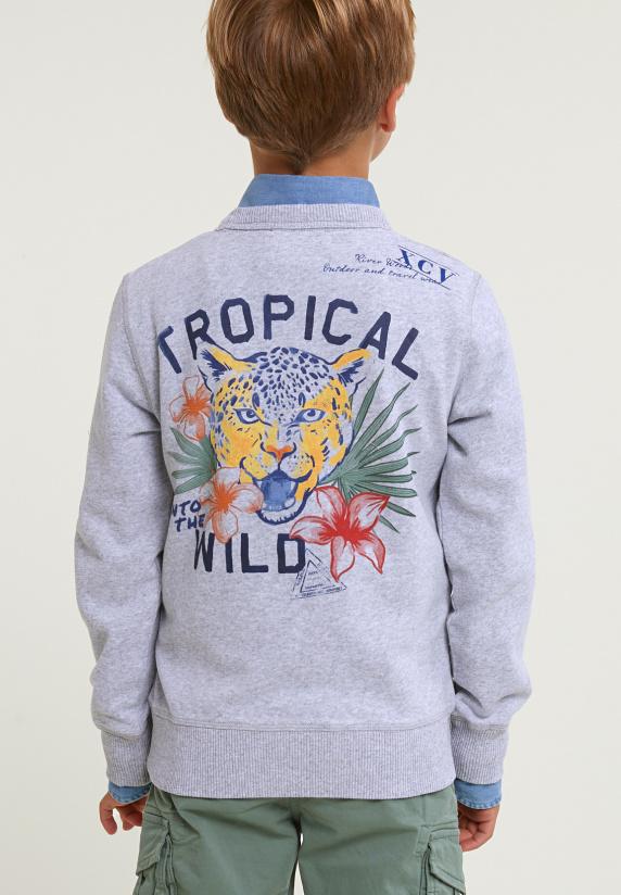 River Woods Fancy Trui Ronde Hals Borstzak Lt Grey Mix