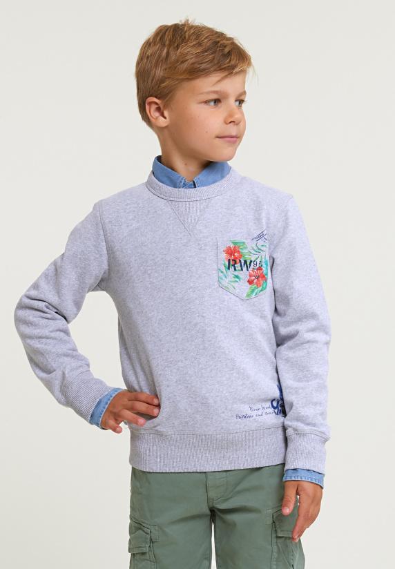 river woods Fancy trui ronde hals borstzak lt grey mix