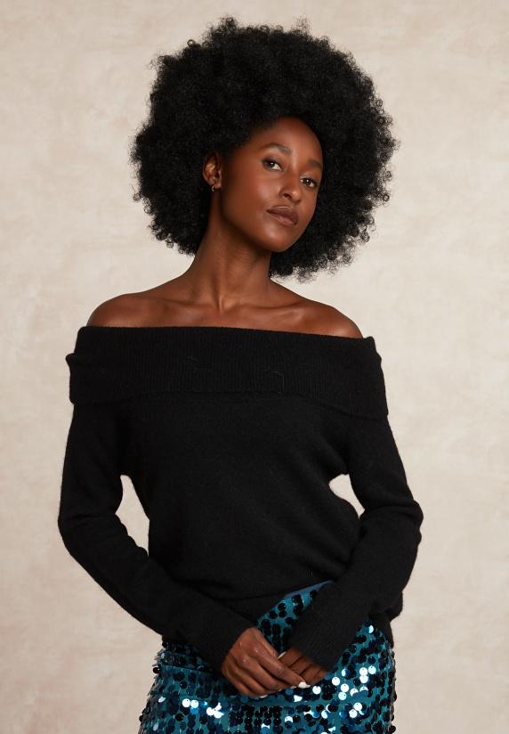 river woods Fancy wol-alpaca trui lange mouwen zwart