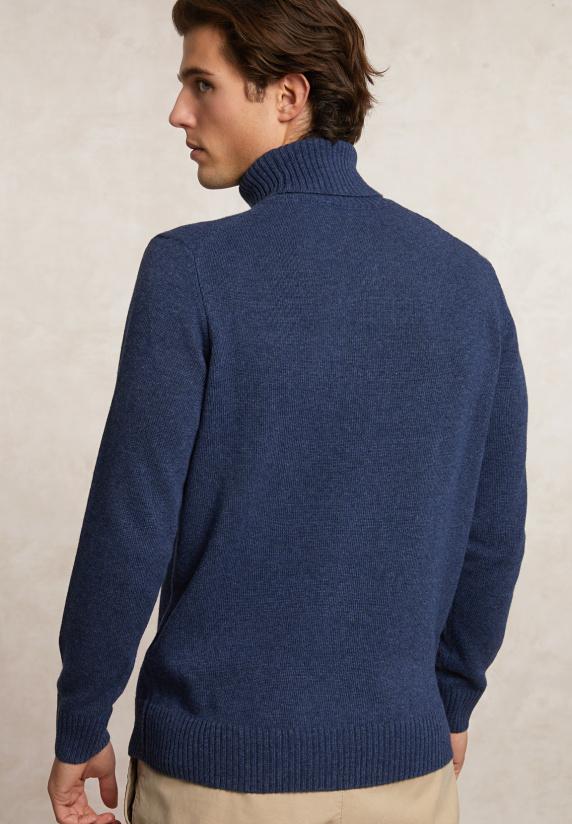 River Woods Fancy Wol-kasjmier Rolkraagtrui Denim Blue Mix