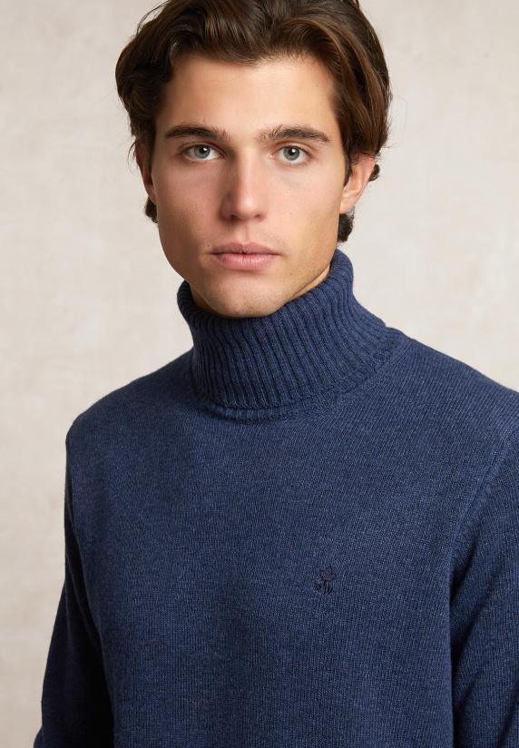 River Woods Fancy Wol-kasjmier Rolkraagtrui Denim Blue Mix