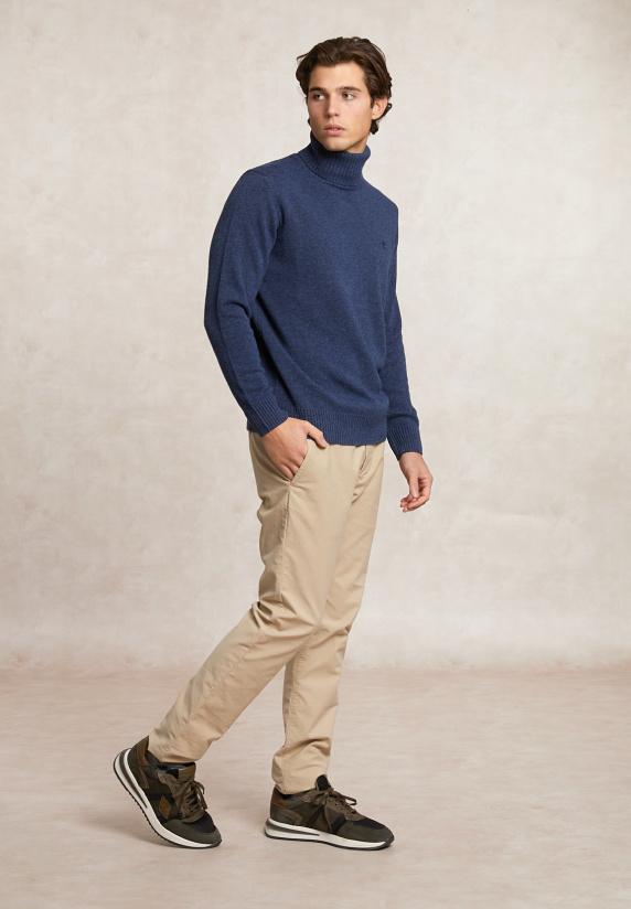 River Woods Fancy Wol-kasjmier Rolkraagtrui Denim Blue Mix