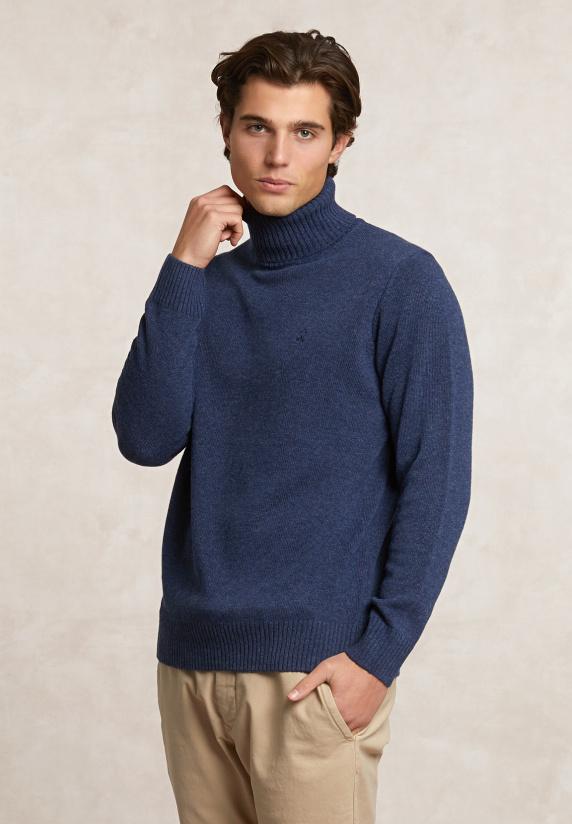 river woods Fancy wol-kasjmier rolkraagtrui denim blue mix