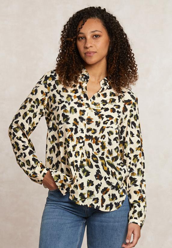 river woods Fantasie blouse lange mouwen beige/zwart