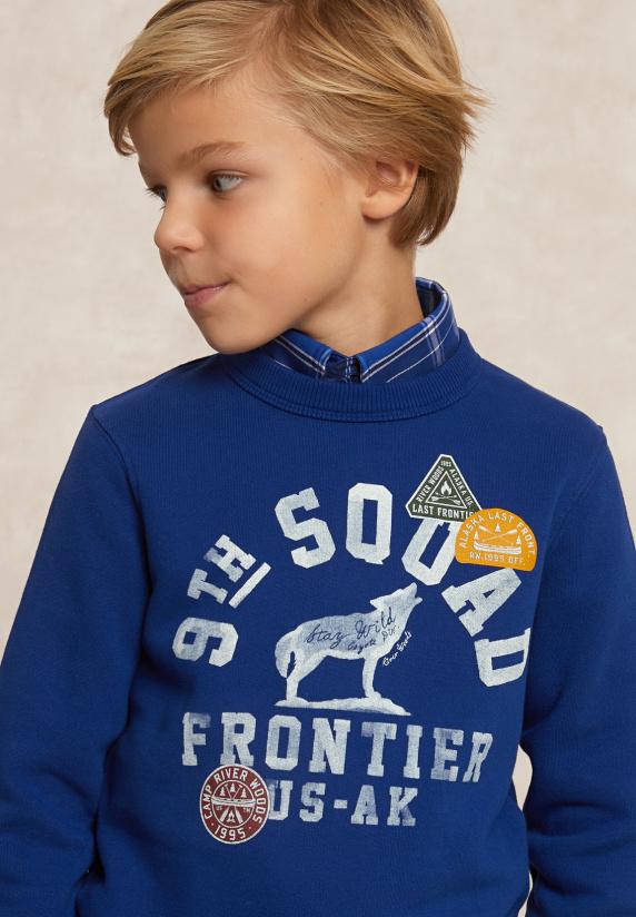 River Woods Fantasie Fleecetrui Ronde Hals Blue Beard