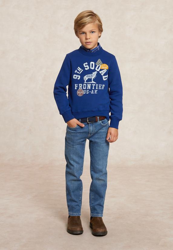 River Woods Fantasie Fleecetrui Ronde Hals Blue Beard