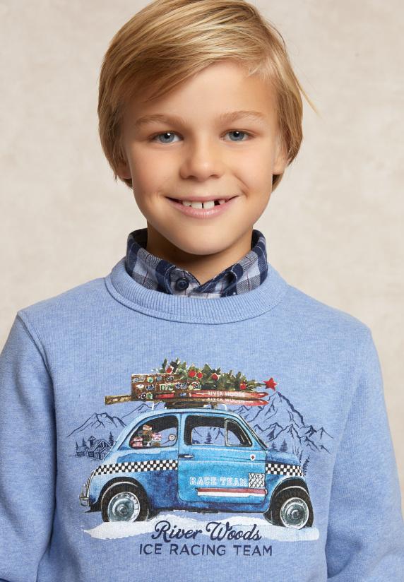 River Woods Fantasie Fleecetrui Ronde Hals Dk Glacier Mix