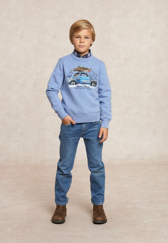 River Woods Fantasie Fleecetrui Ronde Hals Dk Glacier Mix