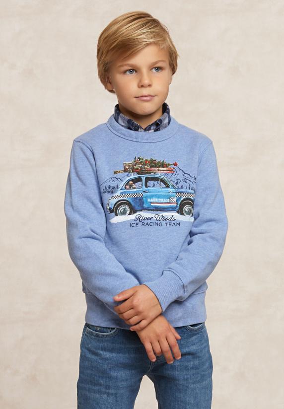 river woods Fantasie fleecetrui ronde hals dk glacier mix