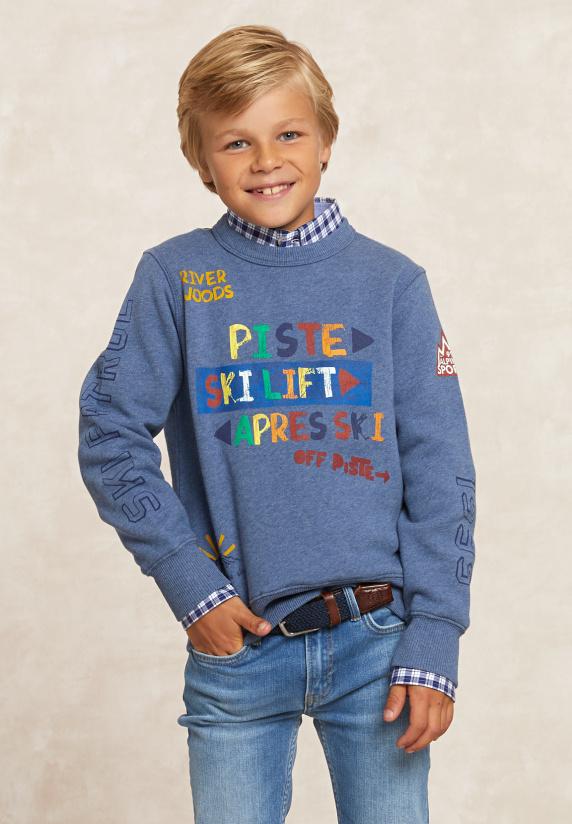 river woods Fantasie fleecetrui ronde hals night sky mix