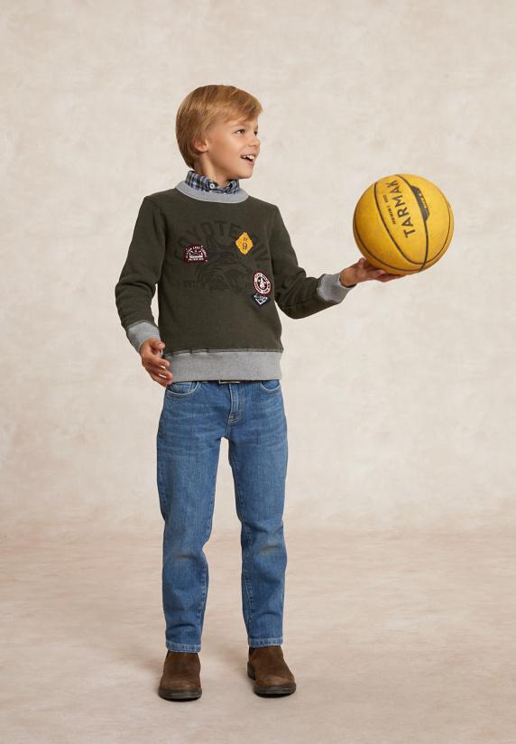 River Woods Fantasie Fleecetrui Ronde Hals Olive Mix