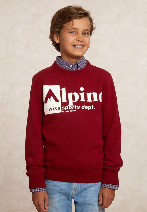 river woods Fantasie fleecetrui ronde hals red cross