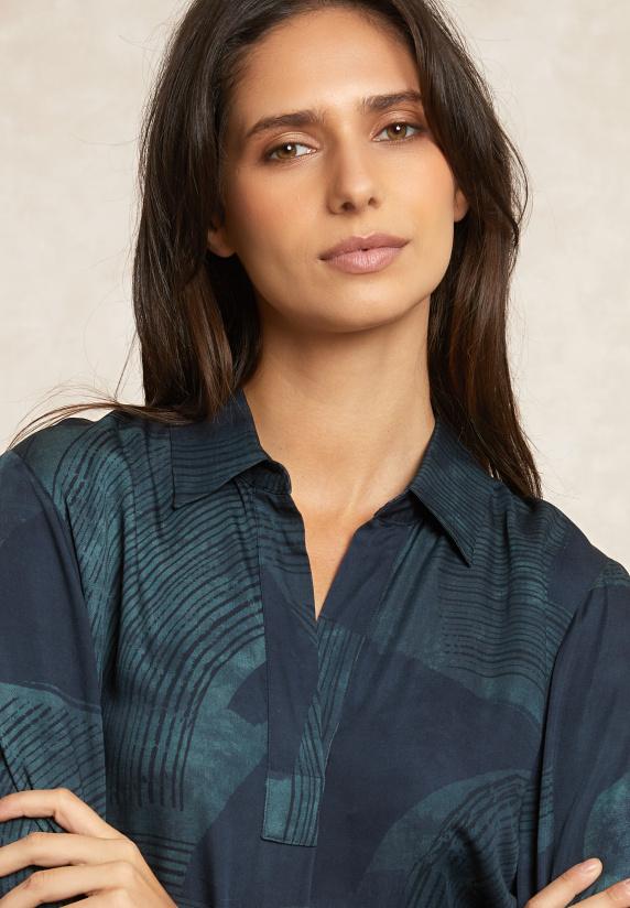 River Woods Fantasie V-hals Blouse Lange Mouwen Kaki