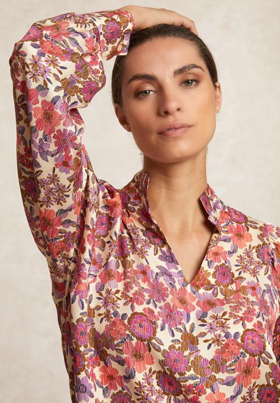 River Woods Fantasie V-hals Blouse Lange Mouwen Multi