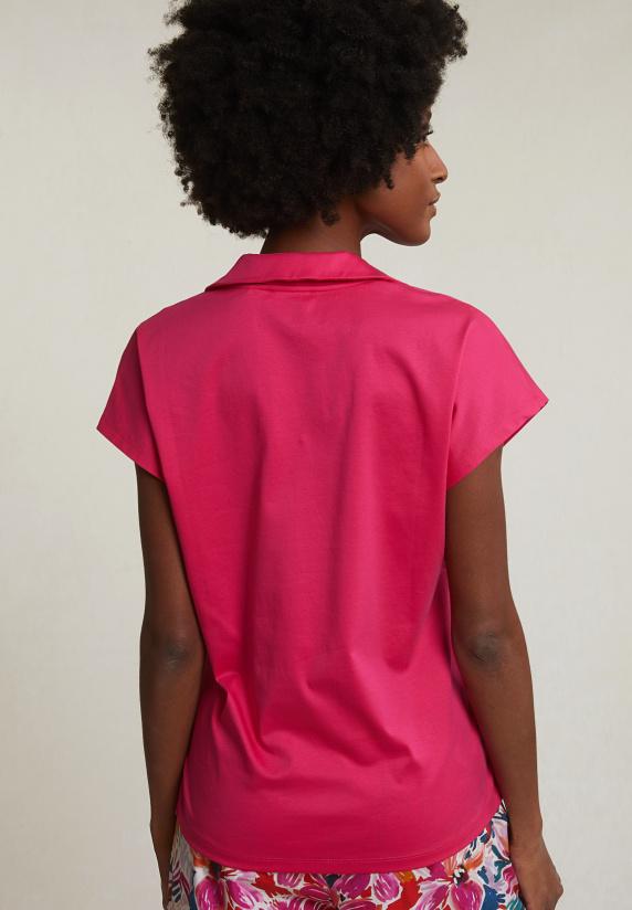 River Woods Fuchsia V-hals Polo T-shirt Korte Mouwen