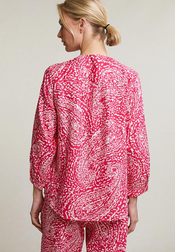 River Woods Fuchsia/wit Geknoopte Fantasie V-hals Blouse