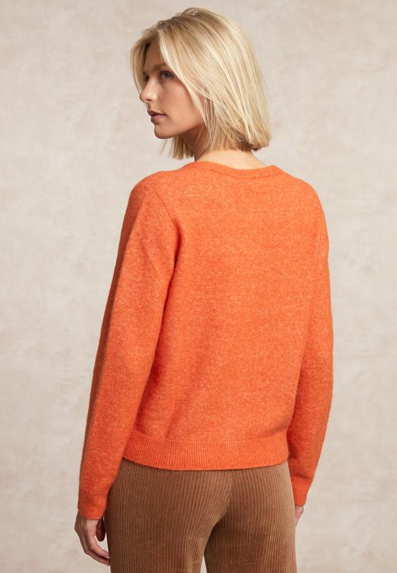 River Woods Geknoopte Cardigan Ronde Hals Opgestikte Zakken Oranje