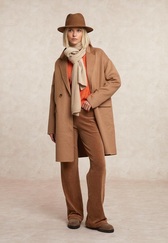 River Woods Geknoopte Cardigan Ronde Hals Opgestikte Zakken Oranje